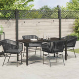 Garden Dining Set with Cushion 5 pcs Black Powder-Coated Steel - Top-Down View