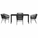Garden Dining Set with Cushion 5 pcs Black Powder-Coated Steel