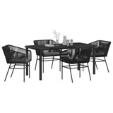 Garden Dining Set with Cushion 5 pcs Black Powder-Coated Steel - Side View