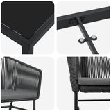 Garden Dining Set with Cushion 7 pcs Black Powder-Coated Steel - Extra Image