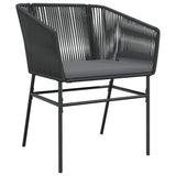 Garden Dining Set with Cushion 9 pcs Black Powder-Coated Steel - Rear View