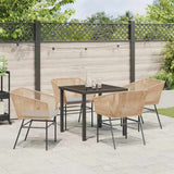 Garden Dining Set with Cushion 5 pcs Brown Powder-Coated Steel