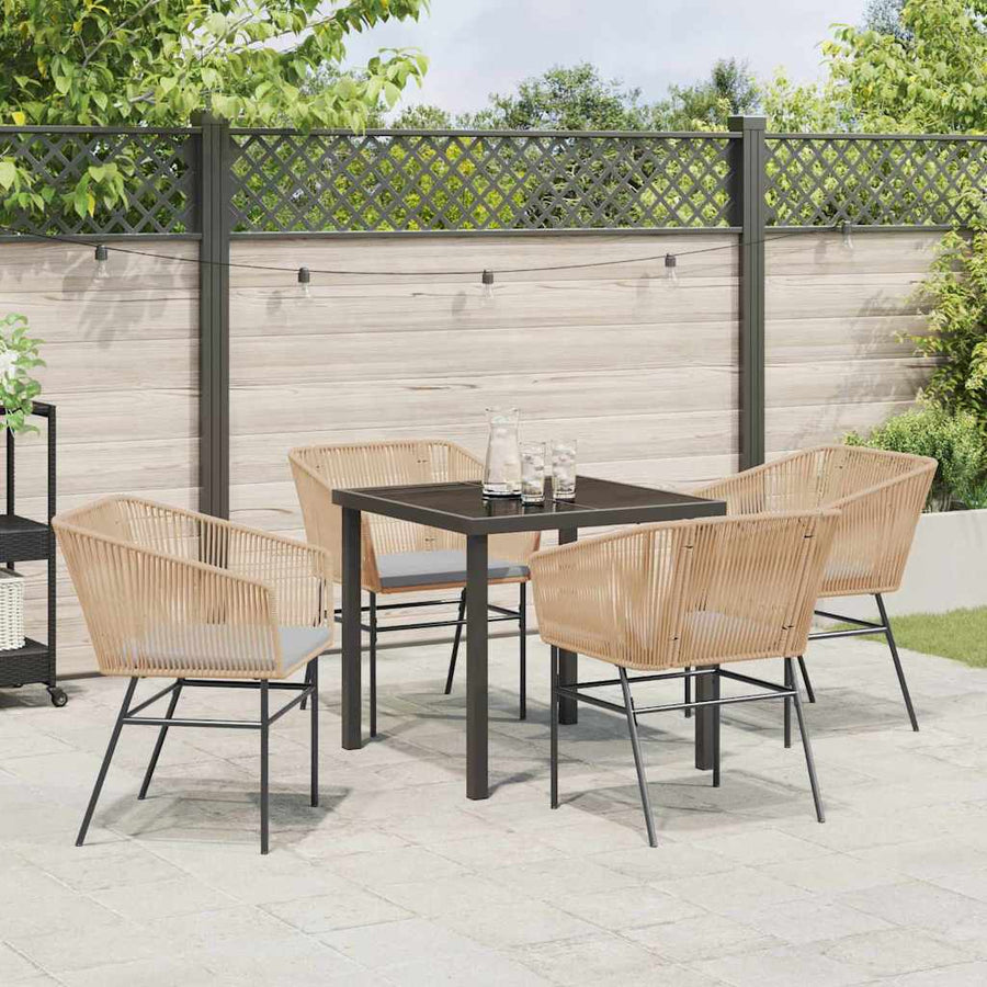 Garden Dining Set 5 pcs Brown Powder-Coated Steel