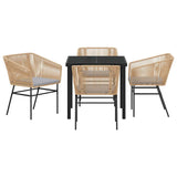 Garden Dining Set with Cushion 5 pcs Brown Powder-Coated Steel