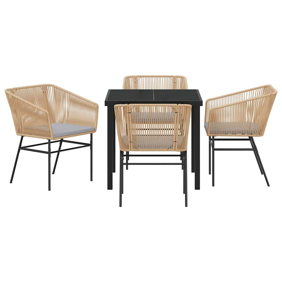 Garden Dining Set 5 pcs Brown Powder-Coated Steel