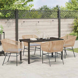 Garden Dining Set with Cushion 5 pcs Brown Powder-Coated Steel - Top-Down View
