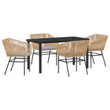 Garden Dining Set with Cushion 5 pcs Brown Powder-Coated Steel