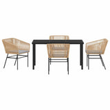 Garden Dining Set with Cushion 5 pcs Brown Powder-Coated Steel - Close-Up Angle