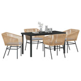 Garden Dining Set with Cushion 5 pcs Brown Powder-Coated Steel
