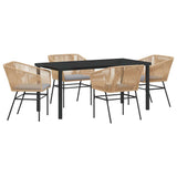 Garden Dining Set with Cushion 5 pcs Brown Powder-Coated Steel