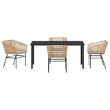 Garden Dining Set with Cushion 5 pcs Brown Powder-Coated Steel - Close-Up Angle