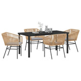Garden Dining Set with Cushion 5 pcs Brown Powder-Coated Steel