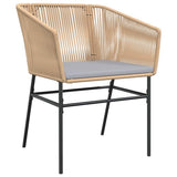 Garden Dining Set with Cushion 9 pcs Brown Powder-Coated Steel