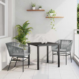 Garden Dining Set with Cushion 3 pcs Grey Powder-Coated Steel