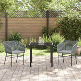 Garden Dining Set with Cushion 3 pcs Grey Powder-Coated Steel