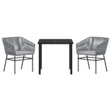 Garden Dining Set with Cushion 3 pcs Grey Powder-Coated Steel - Close-Up Angle