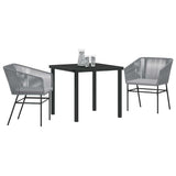 Garden Dining Set with Cushion 3 pcs Grey Powder-Coated Steel