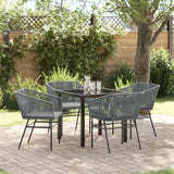 Garden Dining Set with Cushion 5 pcs Grey Powder-Coated Steel