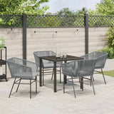 Garden Dining Set with Cushion 5 pcs Grey Powder-Coated Steel - Top-Down View