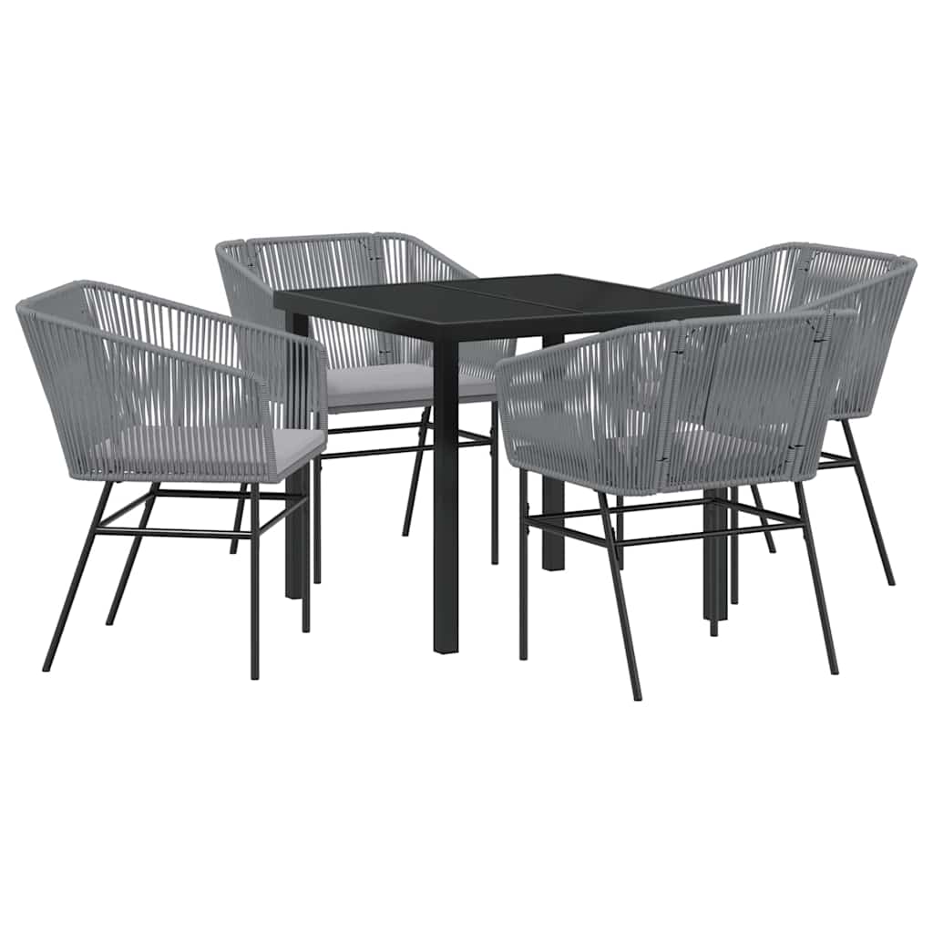 Garden Dining Set with Cushion 5 pcs Grey Powder-Coated Steel
