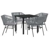 Garden Dining Set with Cushion 5 pcs Grey Powder-Coated Steel