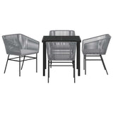 Garden Dining Set with Cushion 5 pcs Grey Powder-Coated Steel