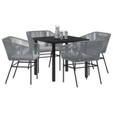 Garden Dining Set with Cushion 5 pcs Grey Powder-Coated Steel