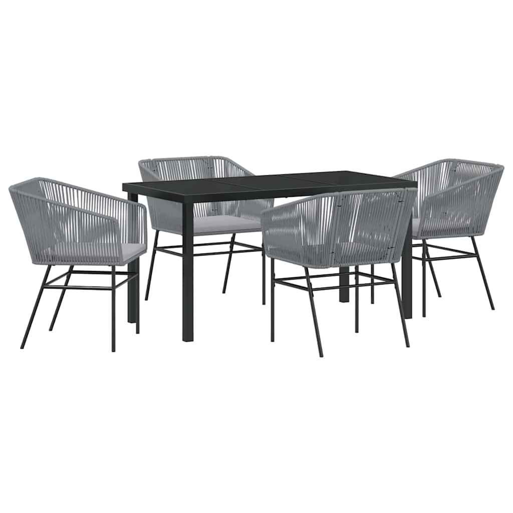 Garden Dining Set with Cushion 5 pcs Grey Powder-Coated Steel