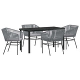 Garden Dining Set with Cushion 5 pcs Grey Powder-Coated Steel - Front View