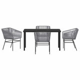 Garden Dining Set with Cushion 5 pcs Grey Powder-Coated Steel