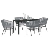 Garden Dining Set with Cushion 5 pcs Grey Powder-Coated Steel