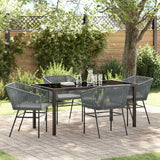 Garden Dining Set with Cushion 5 pcs Grey Powder-Coated Steel