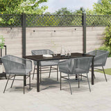 Garden Dining Set with Cushion 5 pcs Grey Powder-Coated Steel - Top-Down View