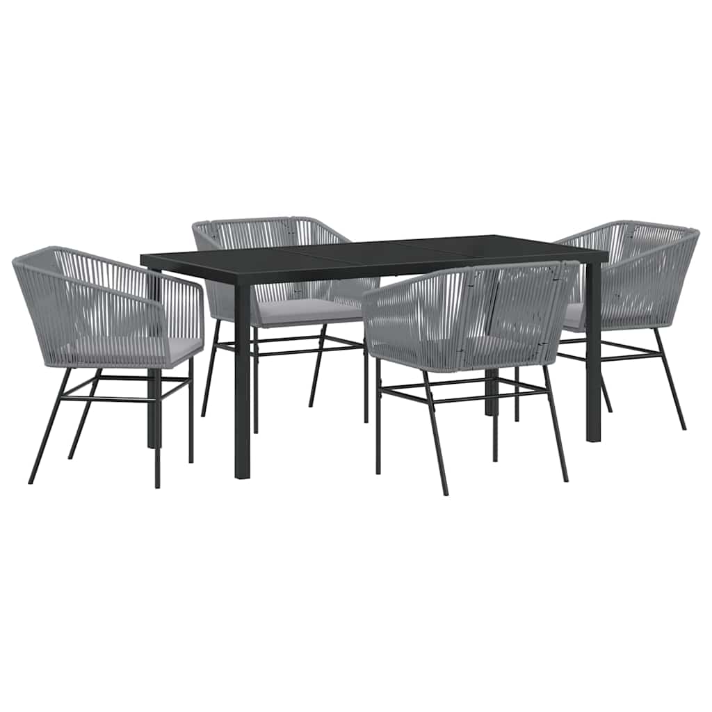 Garden Dining Set with Cushion 5 pcs Grey Powder-Coated Steel