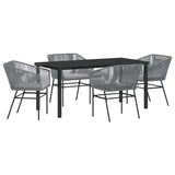 Garden Dining Set with Cushion 5 pcs Grey Powder-Coated Steel - Front View
