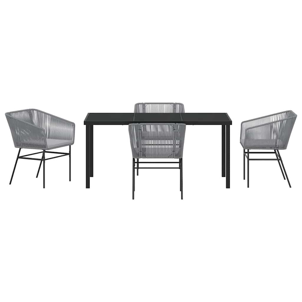 Garden Dining Set with Cushion 5 pcs Grey Powder-Coated Steel