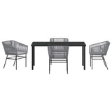 Garden Dining Set with Cushion 5 pcs Grey Powder-Coated Steel - Close-Up Angle