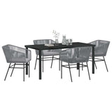 Garden Dining Set with Cushion 5 pcs Grey Powder-Coated Steel