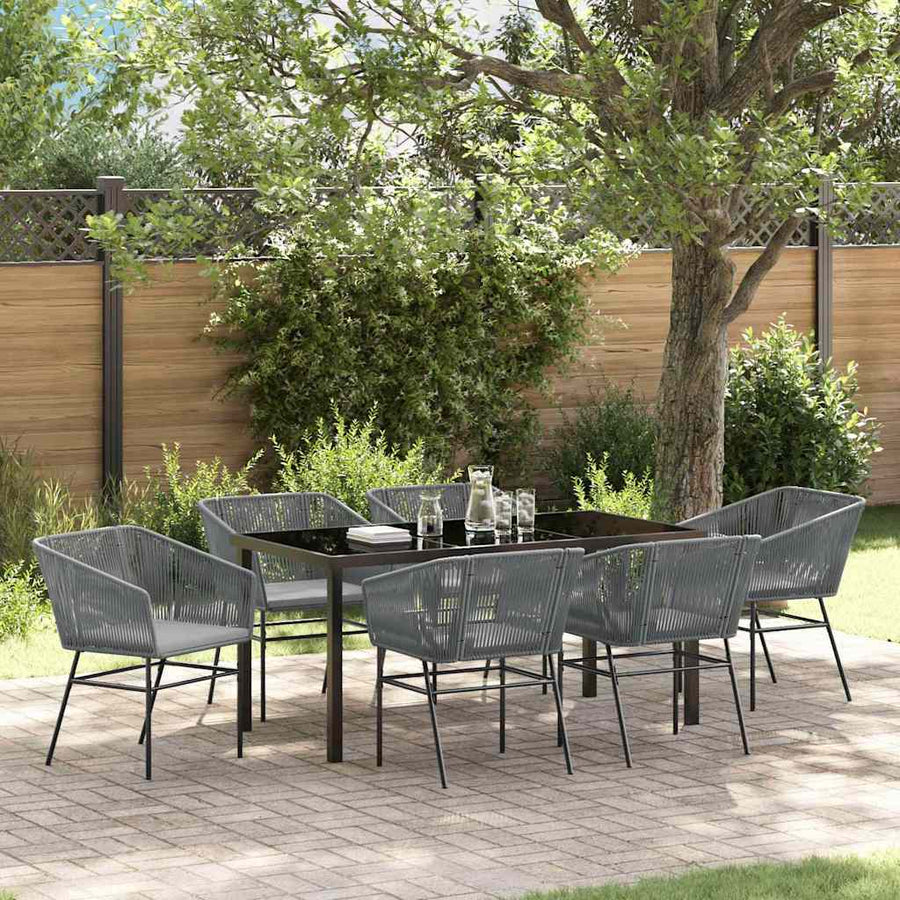 Garden Dining Set 7 pcs Grey Powder-Coated Steel