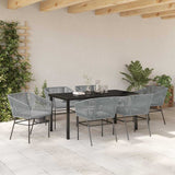 Garden Dining Set with Cushion 7 pcs Grey Powder-Coated Steel - Top-Down View