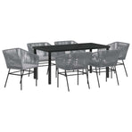 Garden Dining Set 7 pcs Grey Powder-Coated Steel