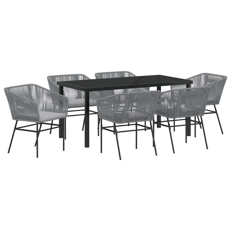 Garden Dining Set 7 pcs Grey Powder-Coated Steel
