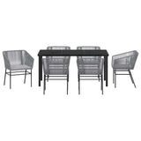 Garden Dining Set with Cushion 7 pcs Grey Powder-Coated Steel
