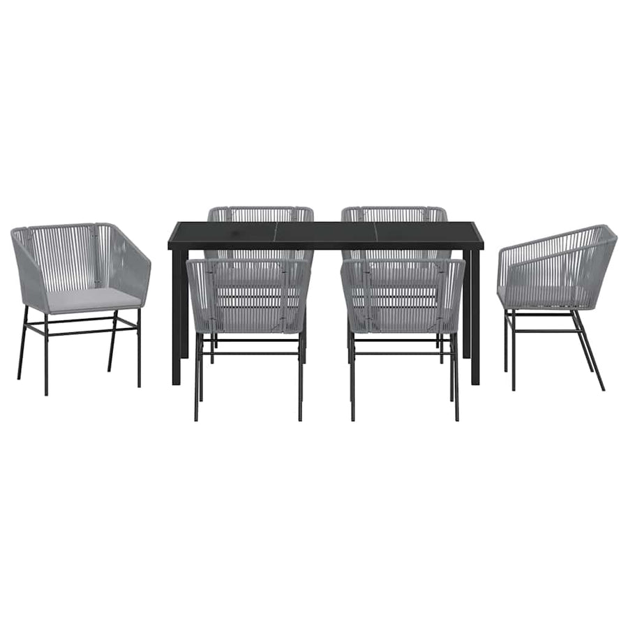 Garden Dining Set 7 pcs Grey Powder-Coated Steel