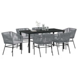 Garden Dining Set with Cushion 7 pcs Grey Powder-Coated Steel