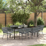 Garden Dining Set with Cushion 7 pcs Grey Powder-Coated Steel