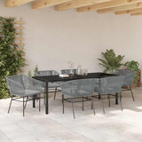 Garden Dining Set with Cushion 7 pcs Grey Powder-Coated Steel
