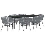 Garden Dining Set with Cushion 7 pcs Grey Powder-Coated Steel