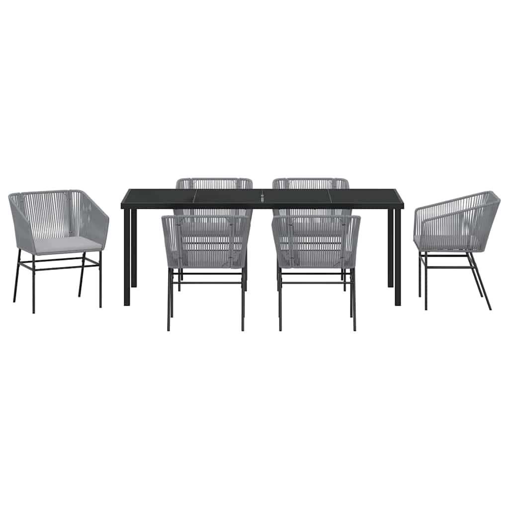 Garden Dining Set with Cushion 7 pcs Grey Powder-Coated Steel