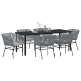 Garden Dining Set with Cushion 7 pcs Grey Powder-Coated Steel